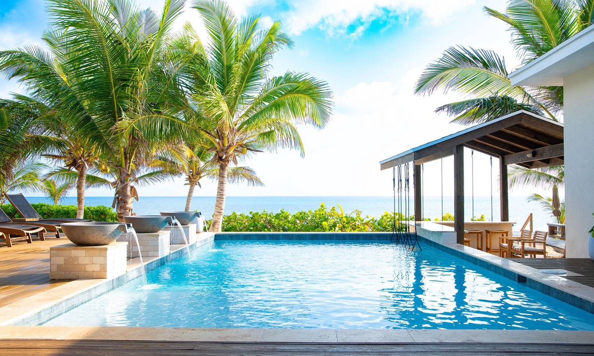 Farmer's Hill Villa | The Breakwater- Swim-Up Pool Bar with Swings on Sandy, Secluded Beach!