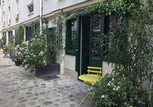 apartment courtyard with trees, in the heart of Paris