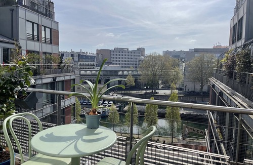 Hopital Saint-Louis Condo | Brutalist, artsy, large terraces, 170 m2, parking, view, AC