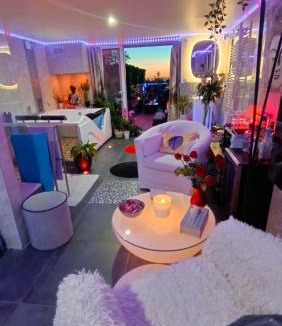 Clichy-Sous-Bois Hotel | Spa de la Lune - Private love room suite with terrace and view - Air Conditioned- Double jacuzzi - Sauna - King size bed - Free WIFI - Free parking - Free breakfast - Close to CDG airport and to the North of Paris