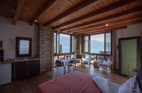 Tignale Apartment | Studio rustically furnished, overlooking lake and with terrace