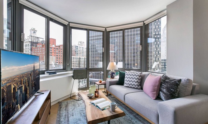 Tribeca Apartment | Bright, Winged Tribeca Studio w/Indoor pool, Gym by Blueground